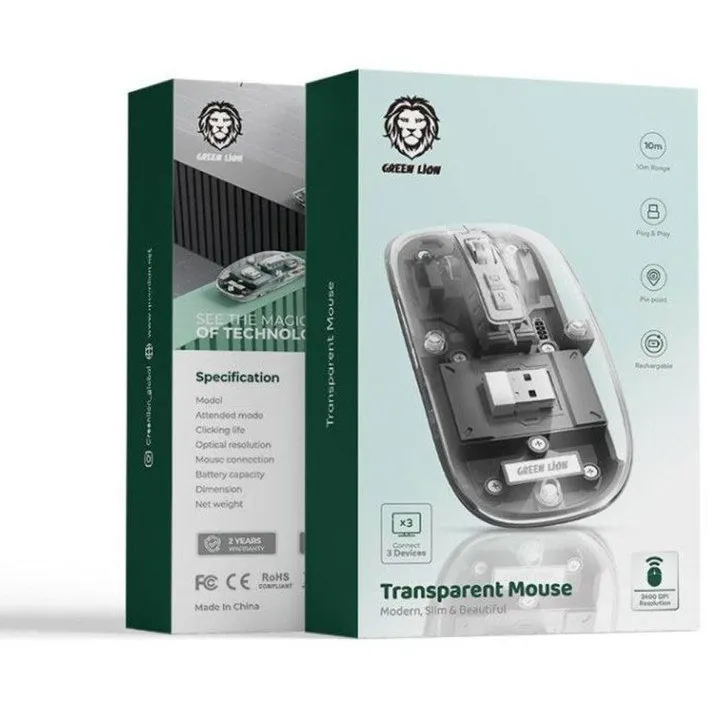 بررسی موس بلوتوثی شفاف گرین لاین Green Lion Transparent Mouse Lite